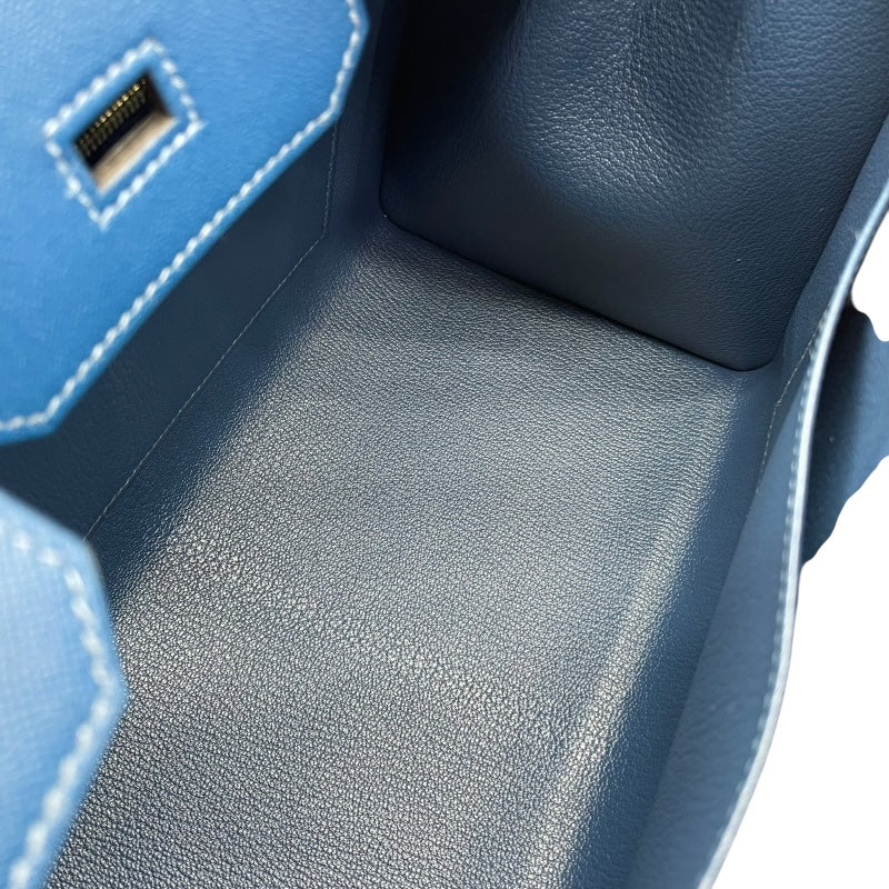 エルメス HERMES バーキン30 セリエ D刻印 ディープブルー/GD金具 マダム レディース ハンドバッグ