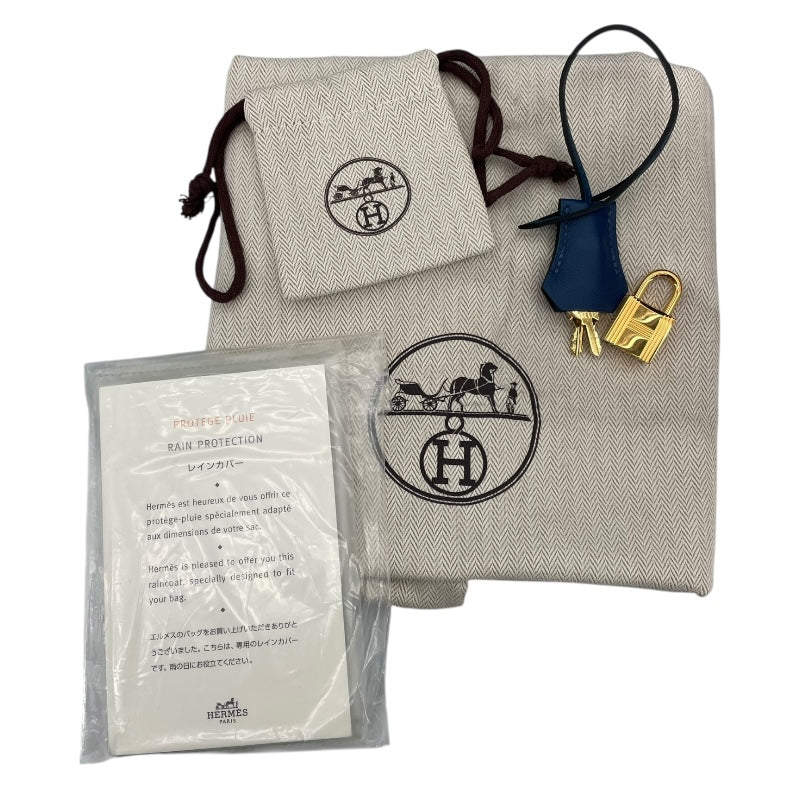 エルメス HERMES バーキン30 セリエ D刻印 ディープブルー/GD金具 マダム レディース ハンドバッグ