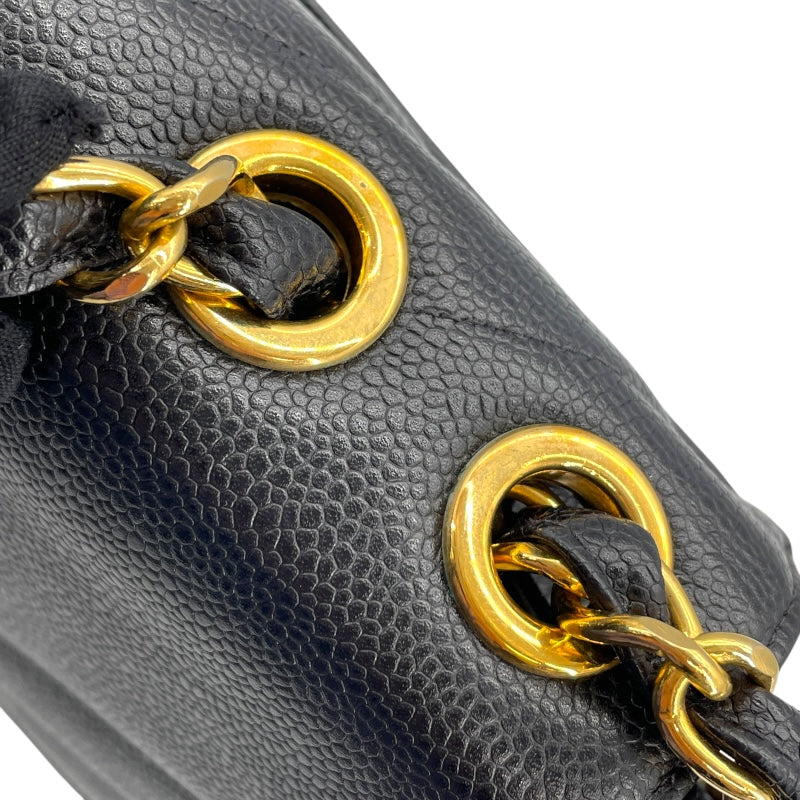 シャネル CHANEL チェーンショルダー シリアル3番台 ブラック×ゴールド金具 キャビアスキン レディース ショルダーバッグ