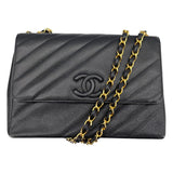 シャネル CHANEL チェーンショルダー シリアル3番台 ブラック×ゴールド金具 キャビアスキン レディース ショルダーバッグ