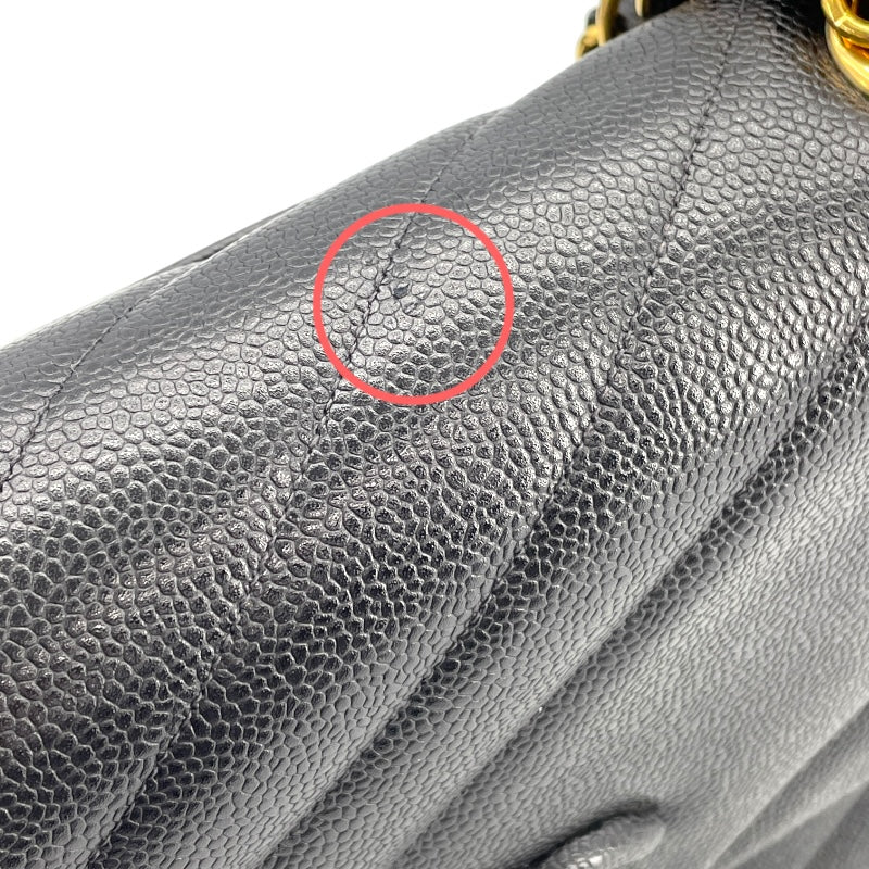 シャネル CHANEL チェーンショルダー シリアル3番台 ブラック×ゴールド金具 キャビアスキン レディース ショルダーバッグ