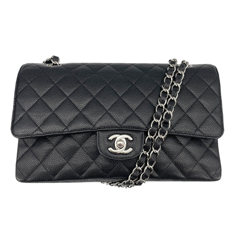 シャネル CHANEL マトラッセ25 A01112　14番台 ブラック×シルバー金具 キャビアスキン レディース ショルダーバッグ