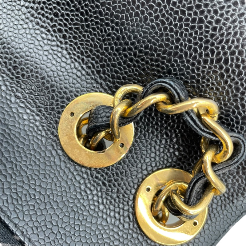 シャネル CHANEL チェーンショルダーバッグ ブラック×GD金具 キャビアスキン レディース ショルダーバッグ
