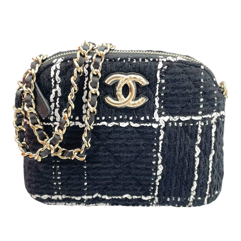 シャネル CHANEL チェーンショルダーバッグ ランダム ブラック/ホワイト ツイード レディース ショルダーバッグ