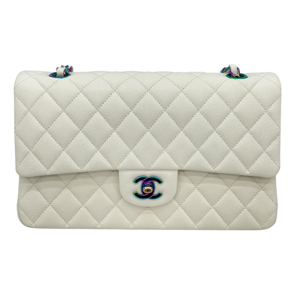 シャネル CHANEL マトラッセ25 A01112 ホワイト レインボー金具 キャビアスキン レディース ショルダーバッグ