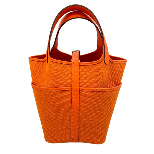 エルメス HERMES ピコタンロックPM カーゴ U刻 オレンジ シルバー金具 トワル・スイフト レディース ハンドバッグ