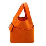 エルメス HERMES ピコタンロックPM カーゴ U刻 オレンジ シルバー金具 トワル・スイフト レディース ハンドバッグ