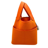 エルメス HERMES ピコタンロックPM カーゴ U刻 オレンジ シルバー金具 トワル・スイフト レディース ハンドバッグ