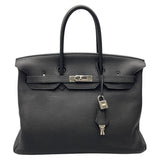 エルメス HERMES バーキン35 □P刻 ブラック×シルバー金具 トゴ レディース ハンドバッグ