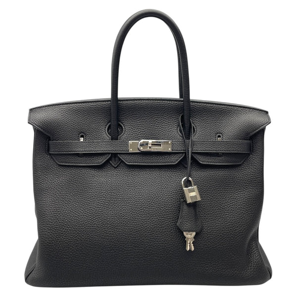 エルメス HERMES バーキン35 □P刻 ブラック×シルバー金具 トゴ レディース ハンドバッグ