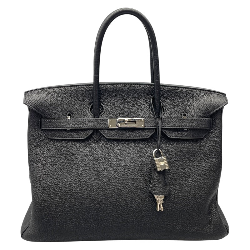 エルメス HERMES バーキン35 □P刻 ブラック×シルバー金具 トゴ レディース ハンドバッグ