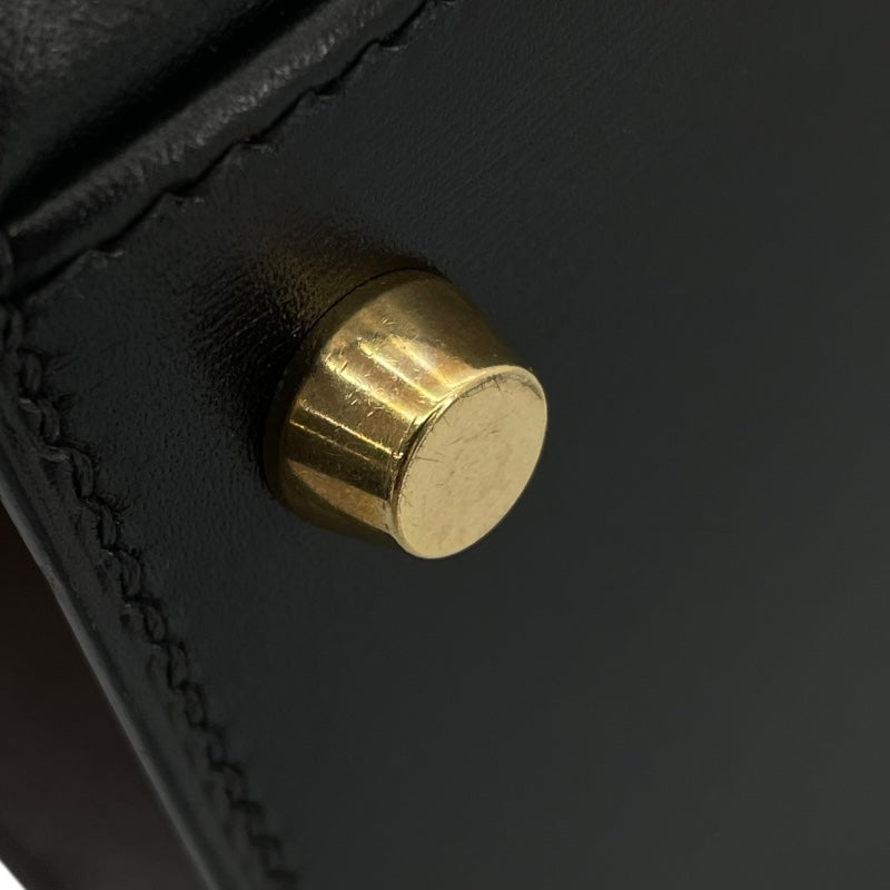 エルメス HERMES ケリー28 外縫い □F刻 ブラック/GD金具 ボックスカーフ レディース ショルダーバッグ