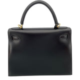 エルメス HERMES ケリー28 外縫い □F刻 ブラック/GD金具 ボックスカーフ レディース ショルダーバッグ