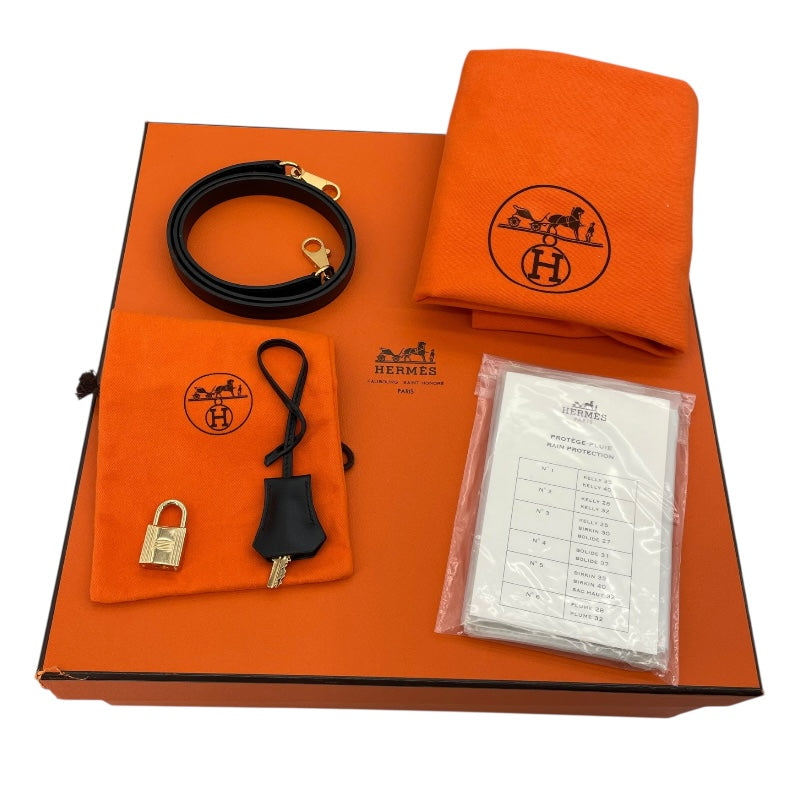 エルメス HERMES ケリー28 外縫い □F刻 ブラック/GD金具 ボックスカーフ レディース ショルダーバッグ