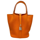 エルメス HERMES ピコタンロック PM　タッチ C刻 オレンジ　シルバー金具 トリヨン/アリゲーターマット レディース ハンドバッグ