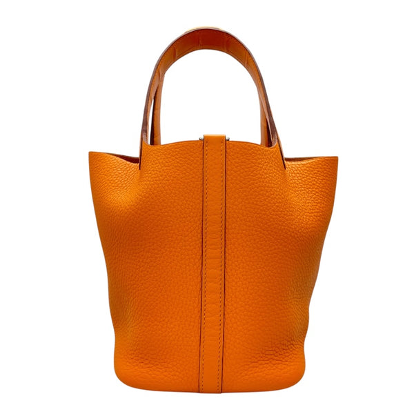 エルメス HERMES ピコタンロック PM　タッチ C刻 オレンジ　シルバー金具 トリヨン/アリゲーターマット レディース ハンドバッグ