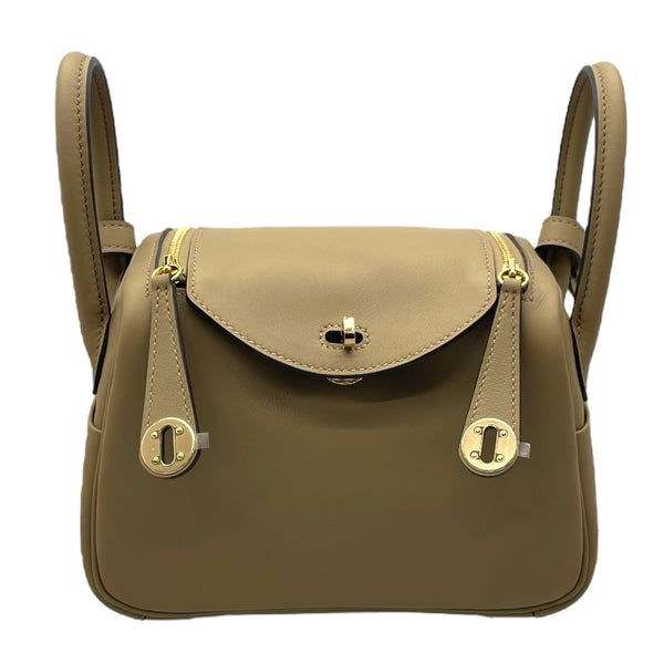 エルメス HERMES ミニリンディ ヴェルソ W刻 ベージュマルファ×グリミスティ ゴールド金具 スイフト レディース ショルダーバッグ