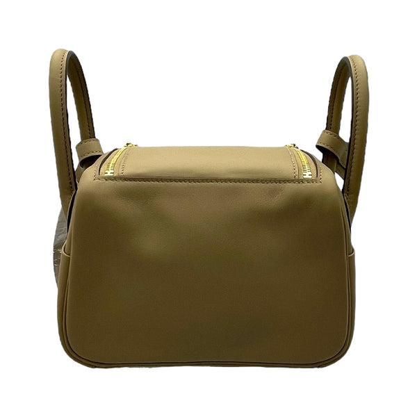 エルメス HERMES ミニリンディ ヴェルソ W刻 ベージュマルファ×グリミスティ ゴールド金具 スイフト レディース ショルダーバッグ