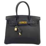 エルメス HERMES バーキン30 □G刻 ブラック×ゴールド金具 トゴ レディース ハンドバッグ