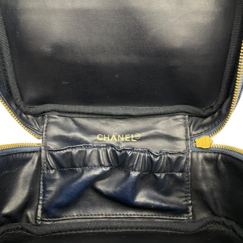 シャネル CHANEL バニティ A01618　46番台 ブルー　ゴールド金具 デニム レディース ハンドバッグ