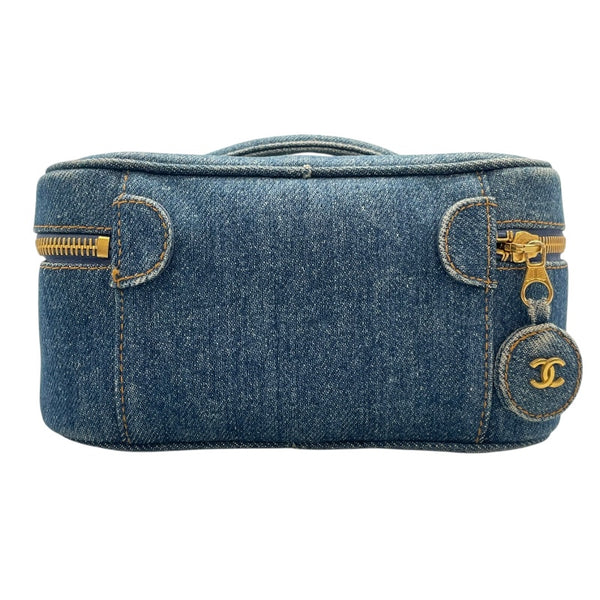 シャネル CHANEL バニティ A01618　46番台 ブルー　ゴールド金具 デニム レディース ハンドバッグ