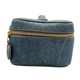 シャネル CHANEL バニティ A01618　46番台 ブルー　ゴールド金具 デニム レディース ハンドバッグ