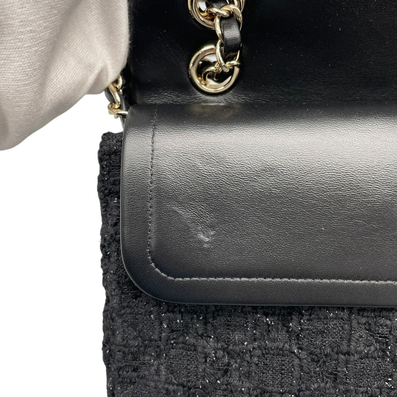 シャネル CHANEL マトラッセ25 A01112 31番台 ブラック　ゴールド金具 ツイード レディース ショルダーバッグ