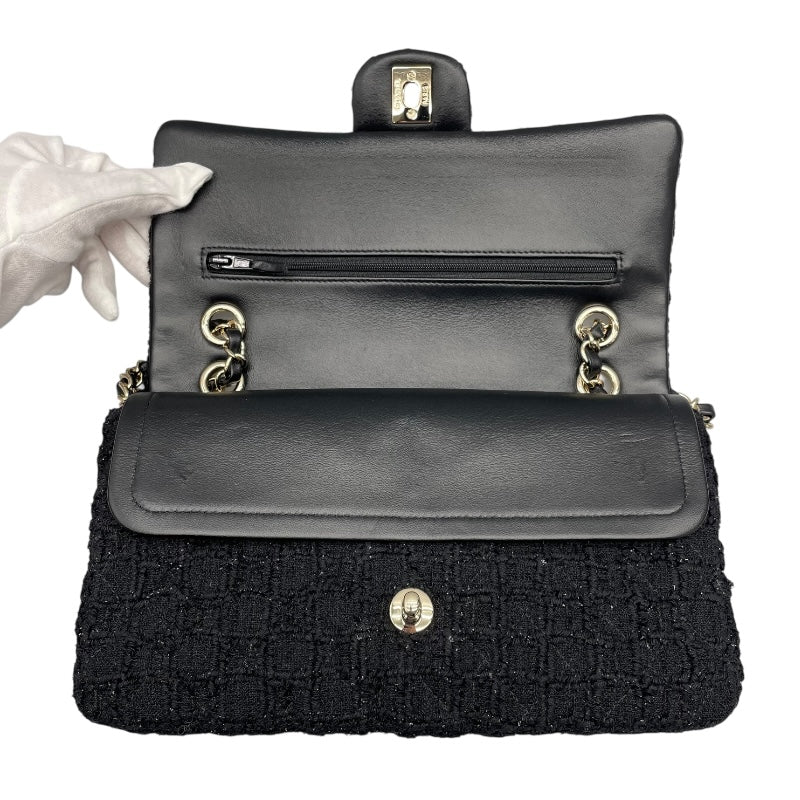 シャネル CHANEL マトラッセ25 A01112 31番台 ブラック　ゴールド金具 ツイード レディース ショルダーバッグ