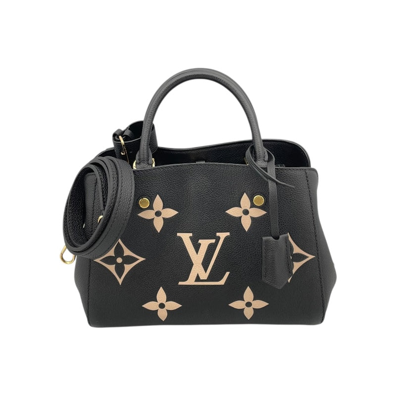 ルイ・ヴィトン LOUIS VUITTON モンテーニュ BB  M45778 ブラック レザー/モノグラムアンプラント レディース ショルダーバッグ