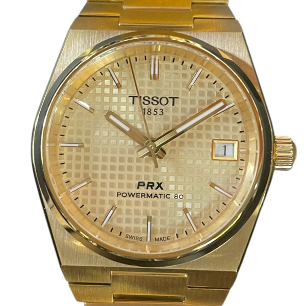 ティソ TISSOT PRX 35mm T137.207.33.021.00 イエローゴールドPVDコーティング316L ステンレススチールケース 自動巻き メンズ 腕時計