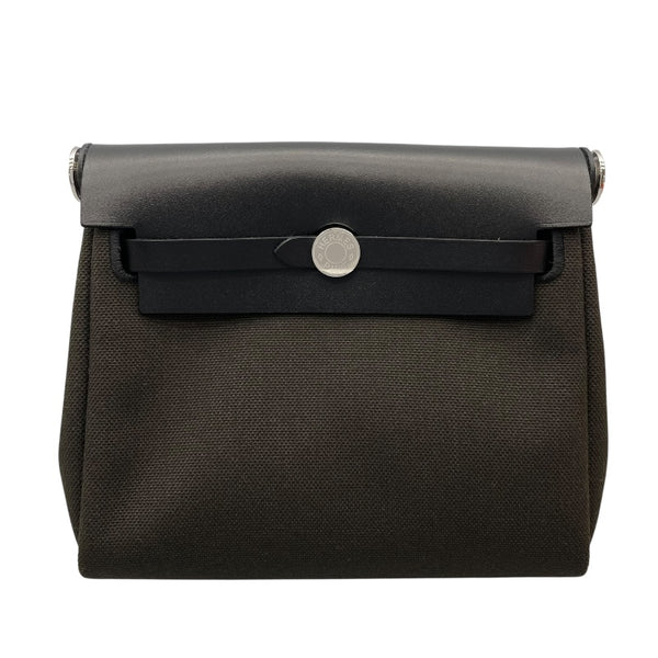 エルメス HERMES エールジップ20 W刻印　(2024年製) ダックブロンズxブラック　シルバー金具 トワル/ハンター レディース ショルダーバッグ