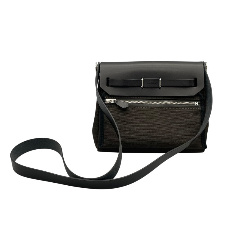 エルメス HERMES エールジップ20 W刻印　(2024年製) ダックブロンズxブラック　シルバー金具 トワル/ハンター レディース ショルダーバッグ