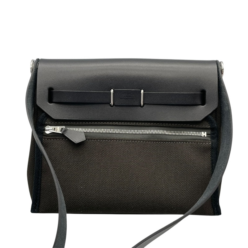 エルメス HERMES エールジップ20 W刻印　(2024年製) ダックブロンズxブラック　シルバー金具 トワル/ハンター レディース ショルダーバッグ