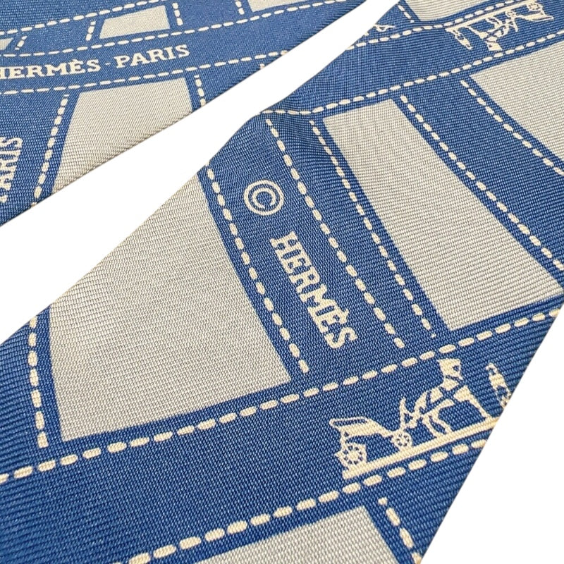 エルメス HERMES ツイリー BOLDUC ボルデュック ブルー シルク