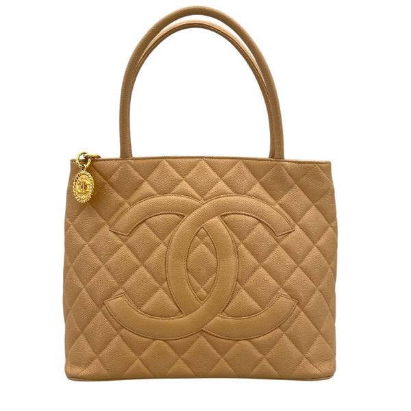 シャネル CHANEL 復刻トート A01804 ベージュ ゴールド金具 キャビアスキン レディース トートバッグ
