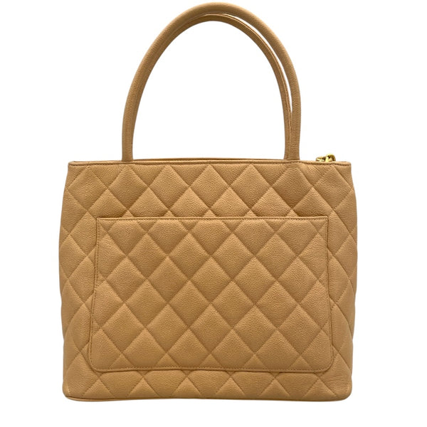 シャネル CHANEL 復刻トート A01804 ベージュ ゴールド金具 キャビアスキン レディース トートバッグ