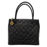シャネル CHANEL 復刻トート A01804　79番台 ブラック　ゴールド金具 キャビアスキン レディース トートバッグ