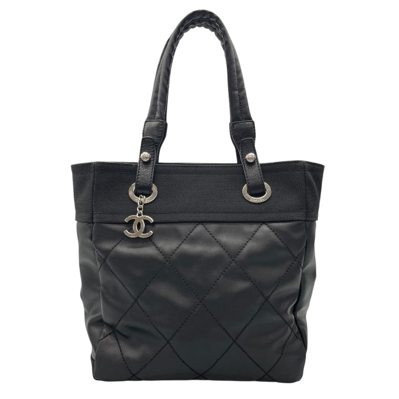 シャネル CHANEL パリビアリッツトートPM A34208　15番台 ブラック　シルバー金具 コーティングキャンバス レディース トートバッグ