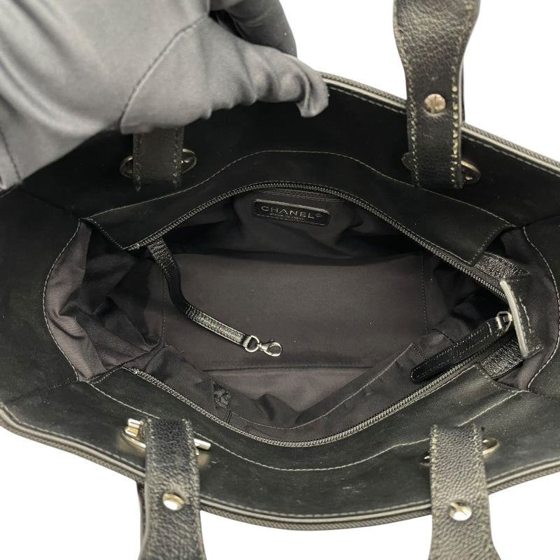 シャネル CHANEL パリビアリッツトートPM A34208　15番台 ブラック　シルバー金具 コーティングキャンバス レディース トートバッグ