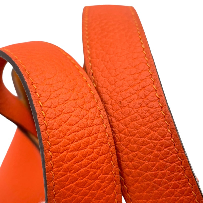 エルメス HERMES ピコタンロックPM U刻 オレンジポピー×シルバー金具 トリヨン レディース ハンドバッグ