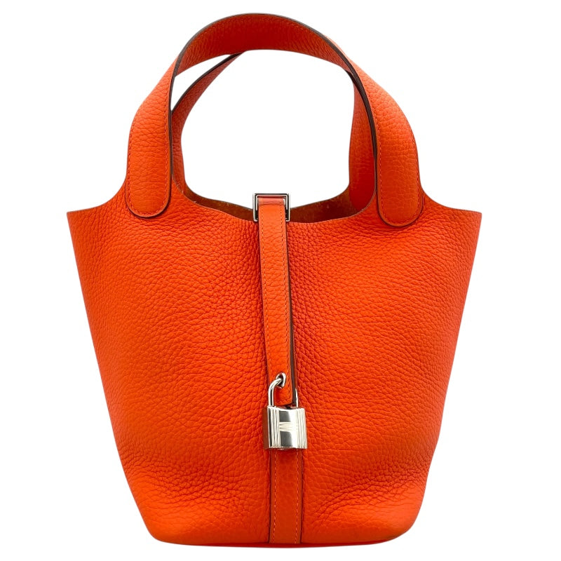 エルメス HERMES ピコタンロックPM U刻 オレンジポピー×シルバー金具 トリヨン レディース ハンドバッグ