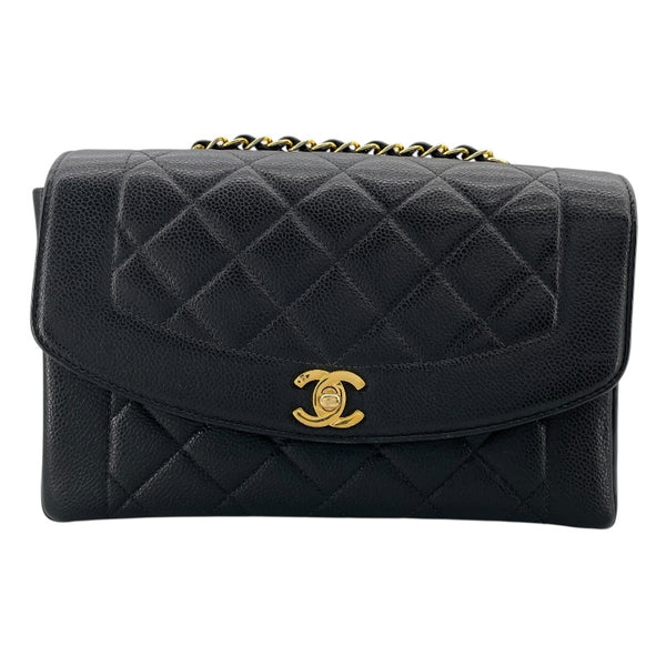 シャネル CHANEL ダイアナ25 A01165　50番台 ブラック　ゴールド金具 キャビアスキン レディース ショルダーバッグ
