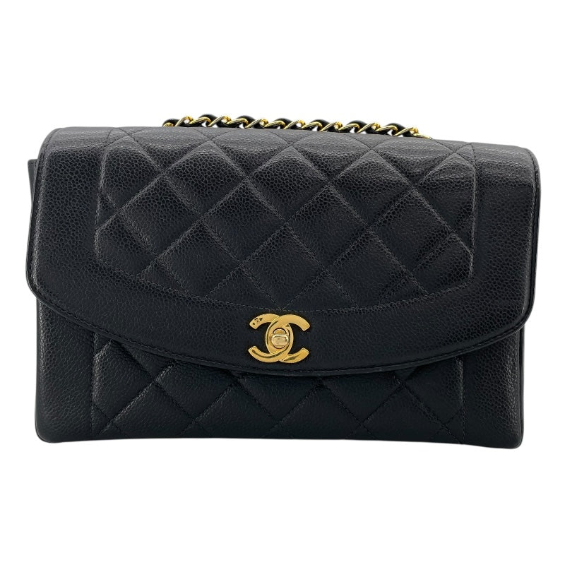 シャネル CHANEL ダイアナ25 A01165　50番台 ブラック　ゴールド金具 キャビアスキン レディース ショルダーバッグ