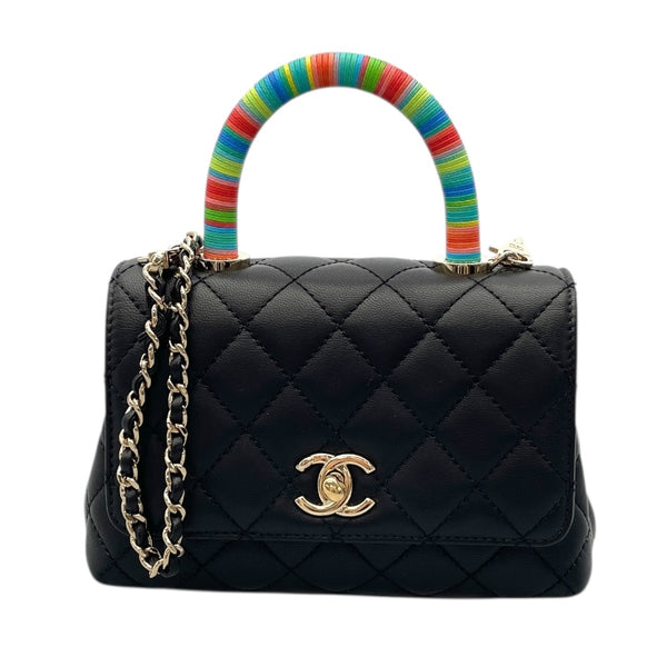 シャネル CHANEL ココハンドル XXS AS2215/30番台 ブラック×GD金具 ラムスキン レディース ショルダーバッグ