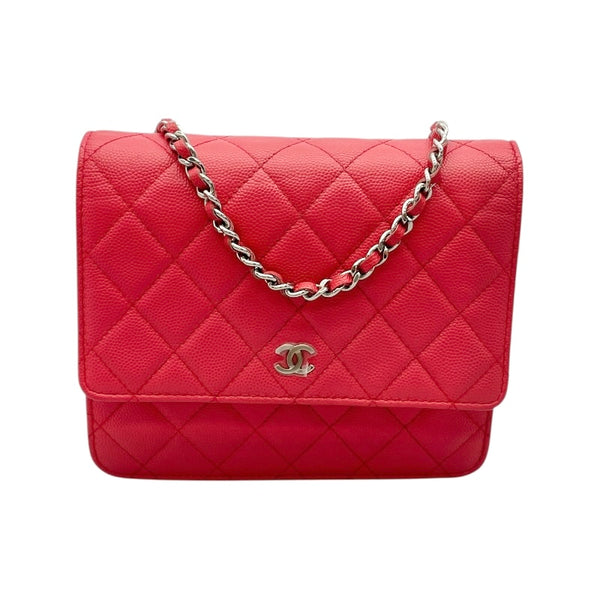シャネル CHANEL マトラッセチェーン 24番台 ピンク シルバー金具 キャビアスキン レディース ショルダーバッグ