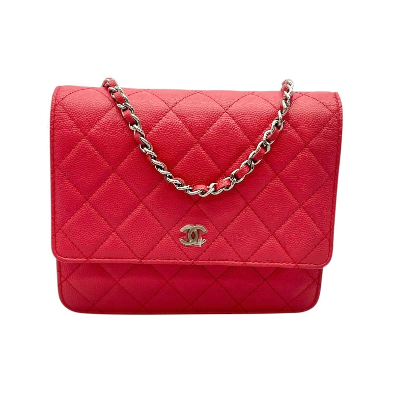 シャネル CHANEL マトラッセチェーン 24番台 ピンク シルバー金具 キャビアスキン レディース ショルダーバッグ