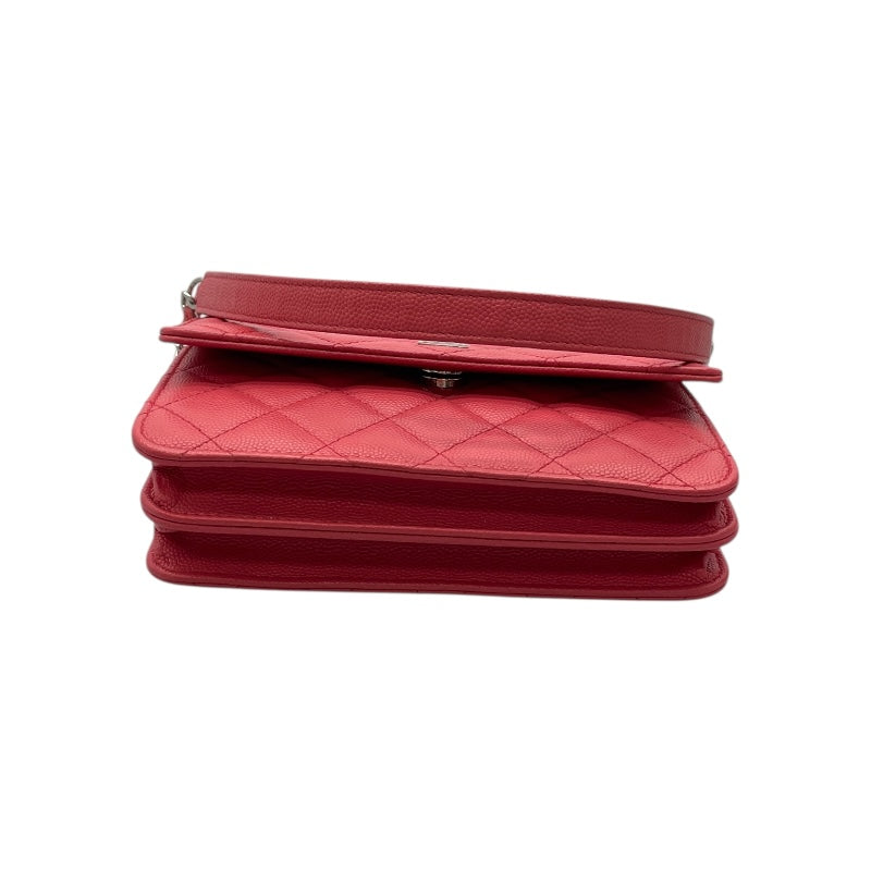 シャネル CHANEL マトラッセチェーン 24番台 ピンク シルバー金具 キャビアスキン レディース ショルダーバッグ