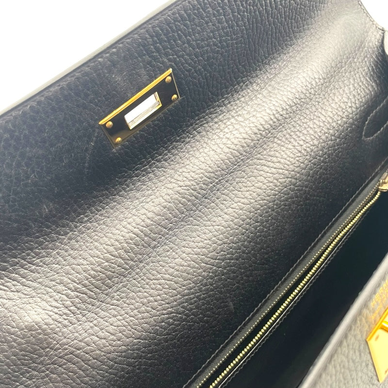 エルメス HERMES ケリー32 外縫い □C刻 ブラック×ゴールド金具 アルデンヌ レディース ハンドバッグ