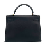 エルメス HERMES ケリー32 外縫い □C刻 ブラック×ゴールド金具 アルデンヌ レディース ハンドバッグ
