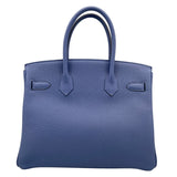 エルメス HERMES バーキン30 C刻 ブルーブライトン シルバー金具 トゴ レディース ハンドバッグ
